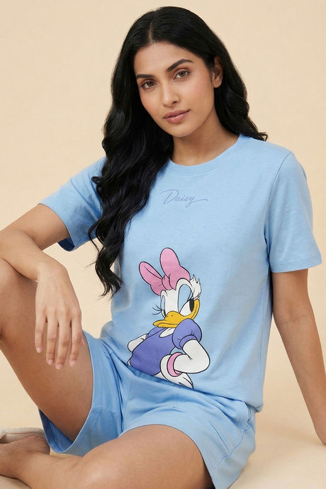 Zivame Mickey & Friends Knit Cotton Loungewear Short Set - Dutch Canal — image 3
